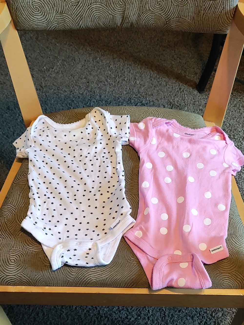 Gerber Pink Polka Dot & White Star Infant Bodysuit Set